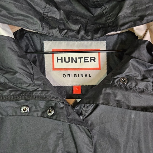 Hunter‎ Original Swing Jacket Women's L Black Hooded Cinch Waist Lightweight - Picture 3 of 14
